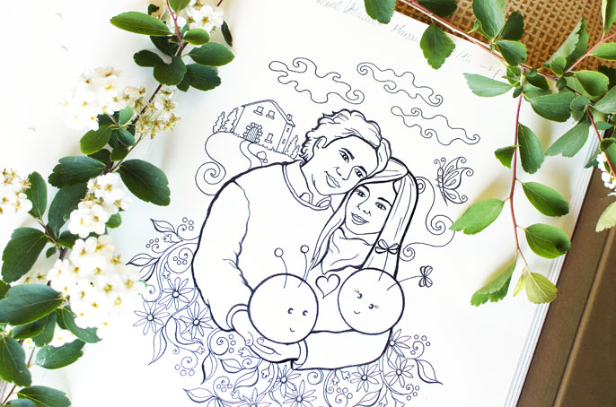 ilustración personalizada de familia