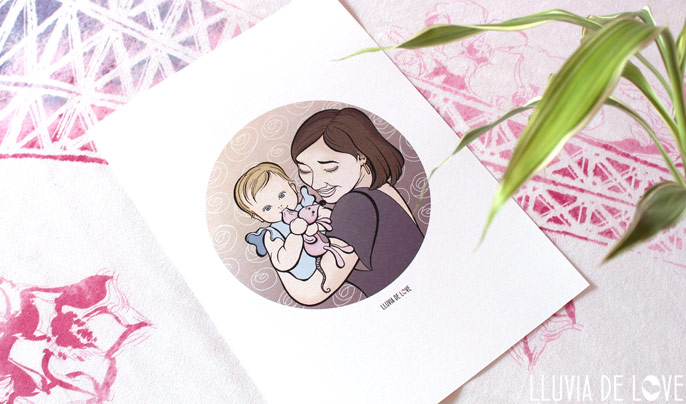 Lámina personalizada familia, regalos para madres, ilustración personalizada familias, dibujos de familia, regalos de cumpleaños para el día de la madre, regalo personal para mujer