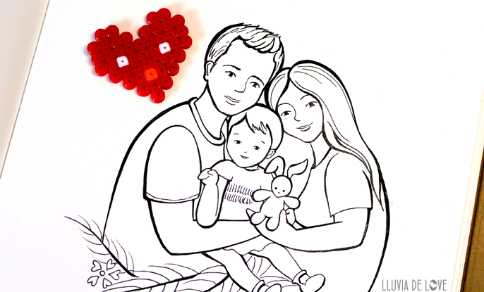 Lámina personalizada familia, regalos para madres, ilustración personalizada familias, dibujos de familia, regalos de cumpleaños para el día de la madre, retrato de familia