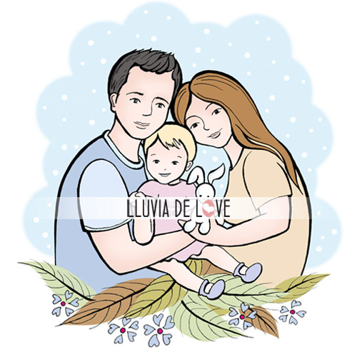 Lámina personalizada familia, regalos para madres, ilustración personalizada familias, dibujos de familia, regalos de cumpleaños para el día de la madre, retrato de familia