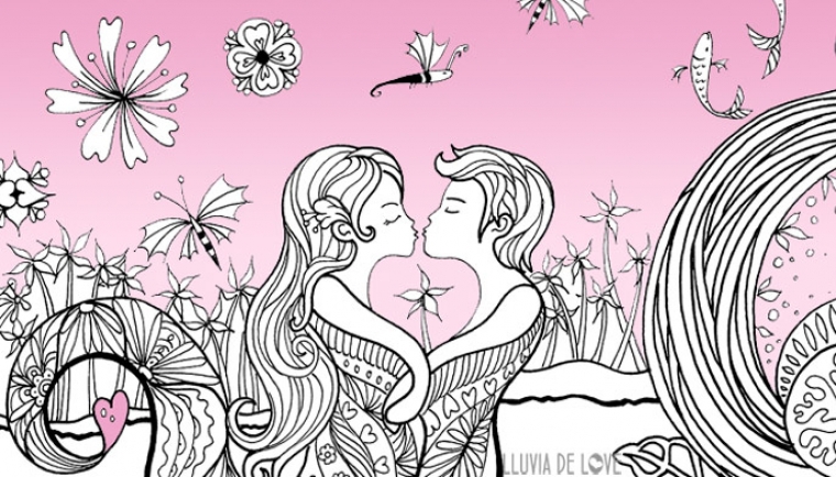 Coloreables para adultos imprimibles de Lluvia de Love Dibujos para relajarse y colorear. Coloreables antiestrés para adultos. Láminas para colorear.