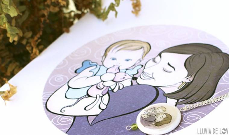 El mejor regalo para una madre. Ilustración personalizada de familia para la mamá de Maialen