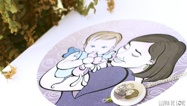 ilustración personalizada Retrato de familia ilustrado, ilustración personalizada de familia. Lámina personalizada. Regalos para madres.