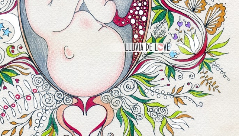 Maternidad ilustrada, nacer al amor Bebé in útero, crianza consciente, ilustraciones embarazo y crianza amorosa