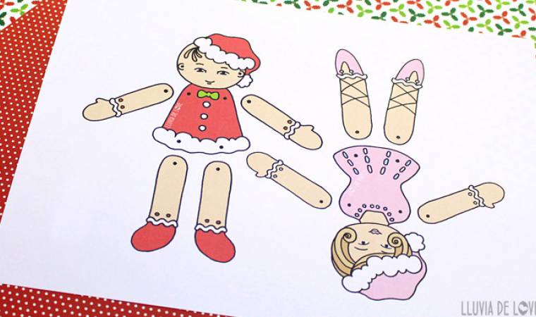 Muñecos de papel articulados: Jengi Noel y Jengi Bailarina... ¿Cuál te gusta más?