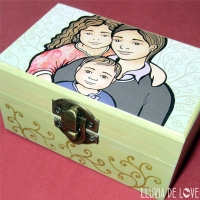 Ejemplo de cajas personalizadas de Lluvia de Love. Decoradas a mano artesanalmente.