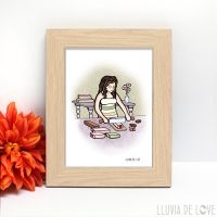 láminas personalizadas a partir de foto o descripción Ilustración de una mujer trabajando jabón artesano. ¿Quieres una personalización de tu profesión? Un regalo inolvidable.