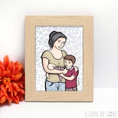 Lámina de madre con hijos, personalizada para hacer un regalo original y exclusivo.