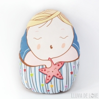 Pepito Estrella - Muñeco de trapo CojÃn decorativo para la habitación de los niños y muñeco de tela Pepito Estrella. Regalos para niños muy pequeños. Para vincular al hermano mayor con el bebé recién nacido